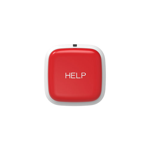 Red HELP wireless wall button that replaces a pull cord